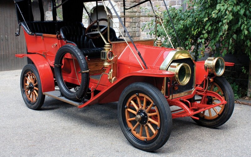 vintage red automobile