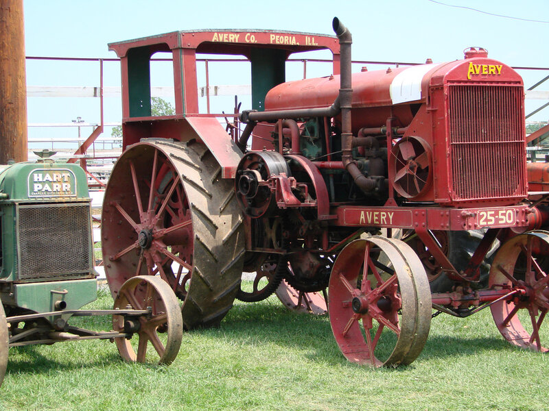 Vintage red Avery tractor on display