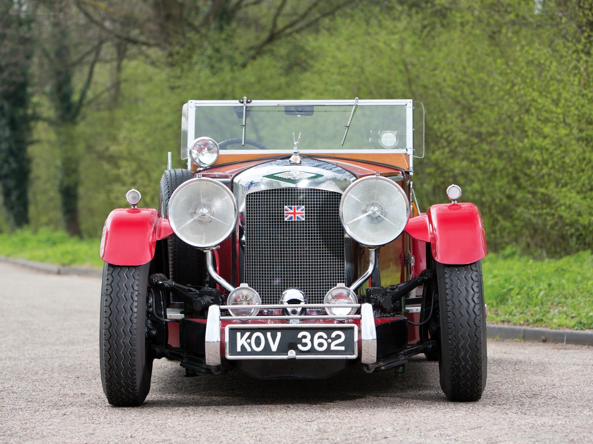 Vintage red car front view
