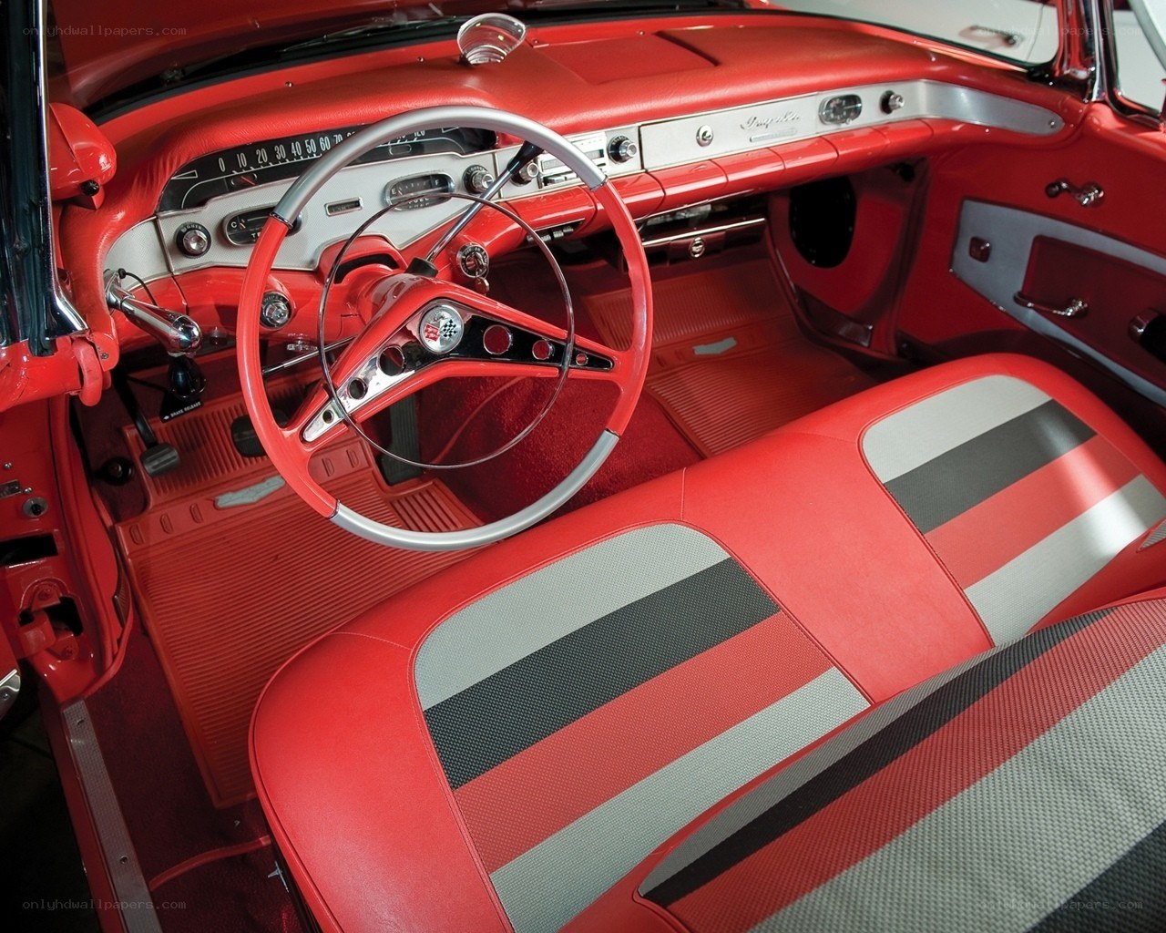 vintage red car interior
