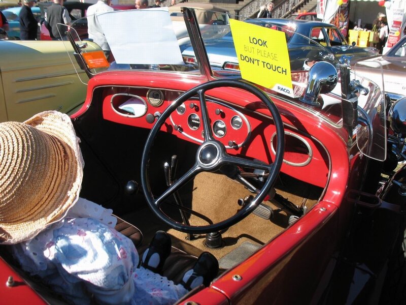 Vintage red car interior