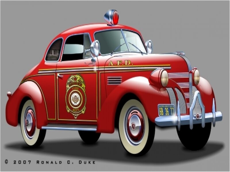 Vintage red fire car