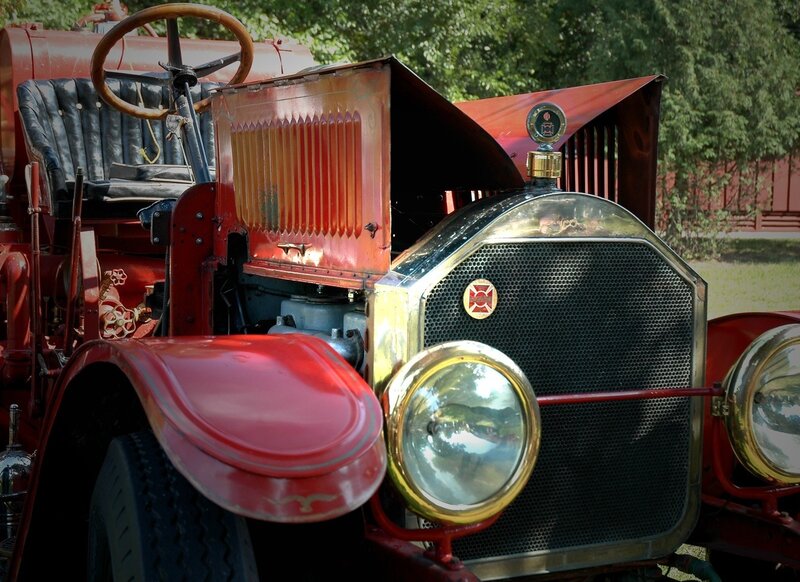 Vintage Red Fire Engine — Nostalgic, Afternoon