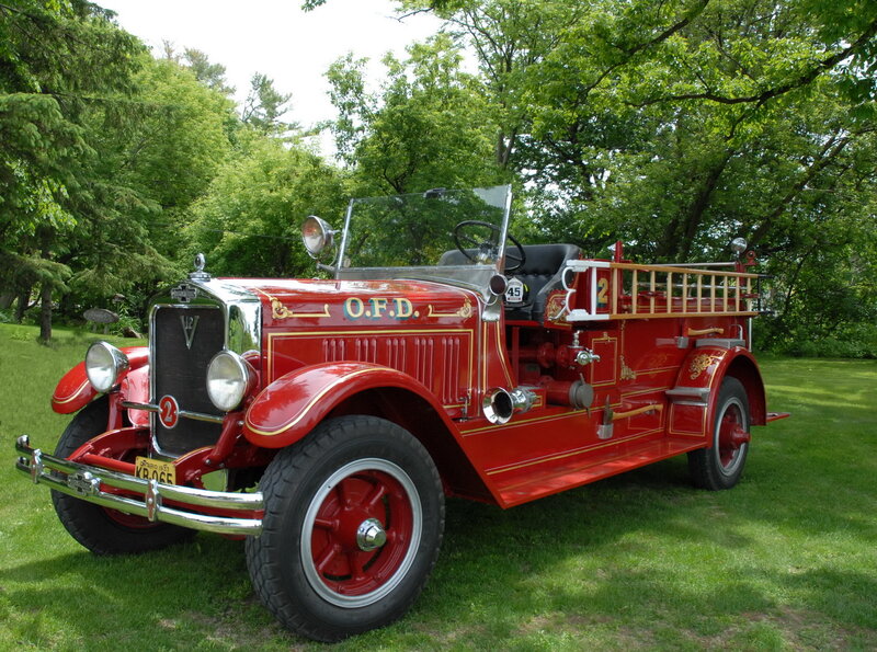 vintage red fire truck