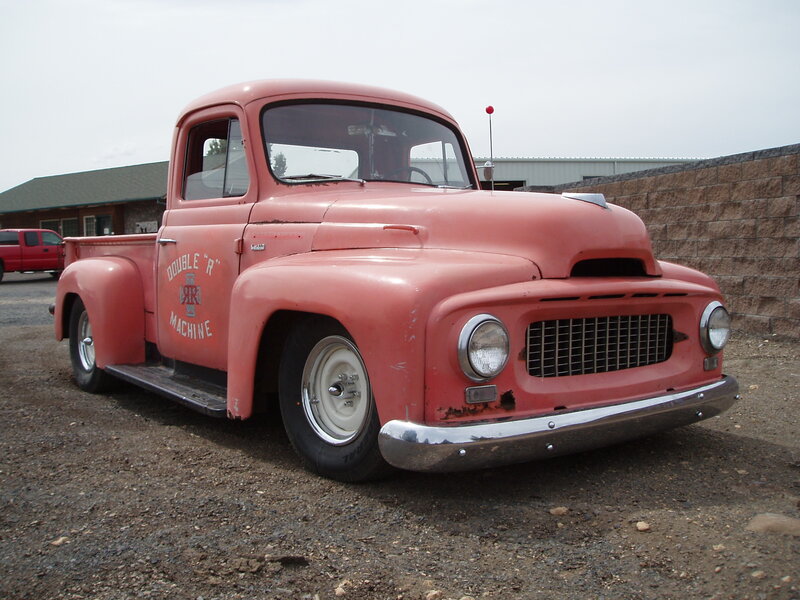 vintage red pickup truck