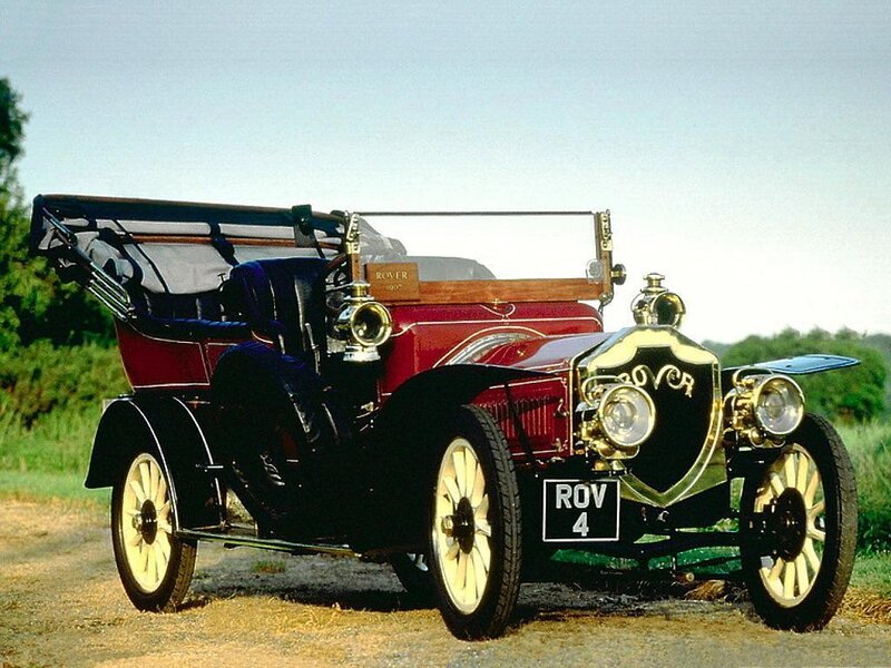 Vintage red Rover automobile