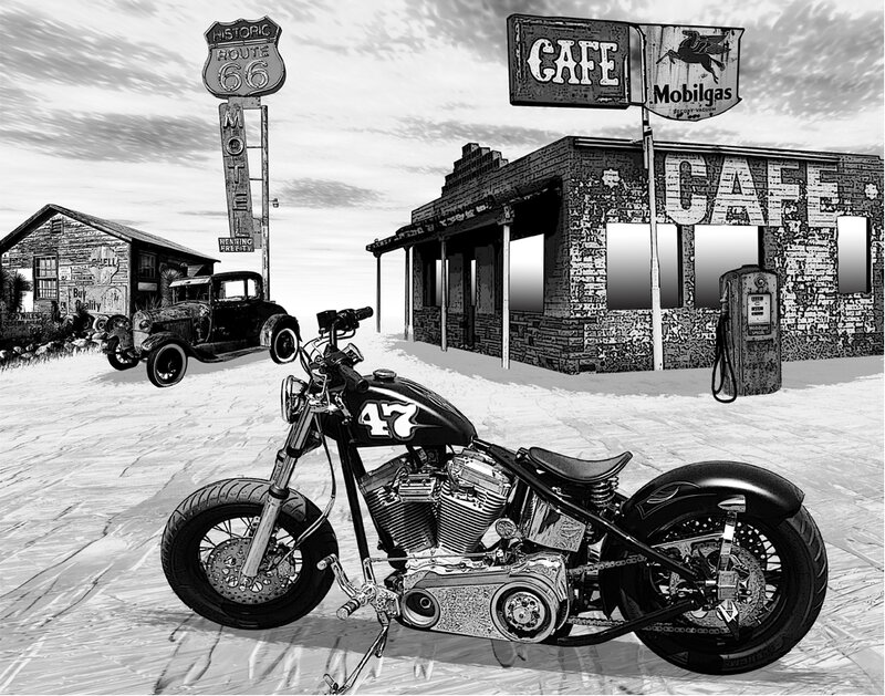 Vintage Route 66 scene