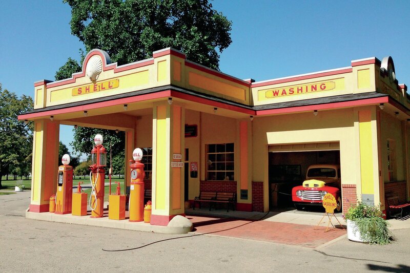 Vintage Shell Gas Station — Yellow