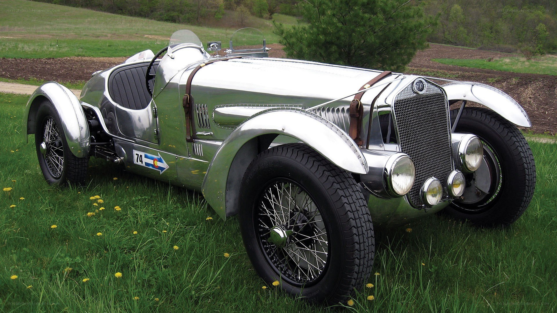 Vintage silver race car