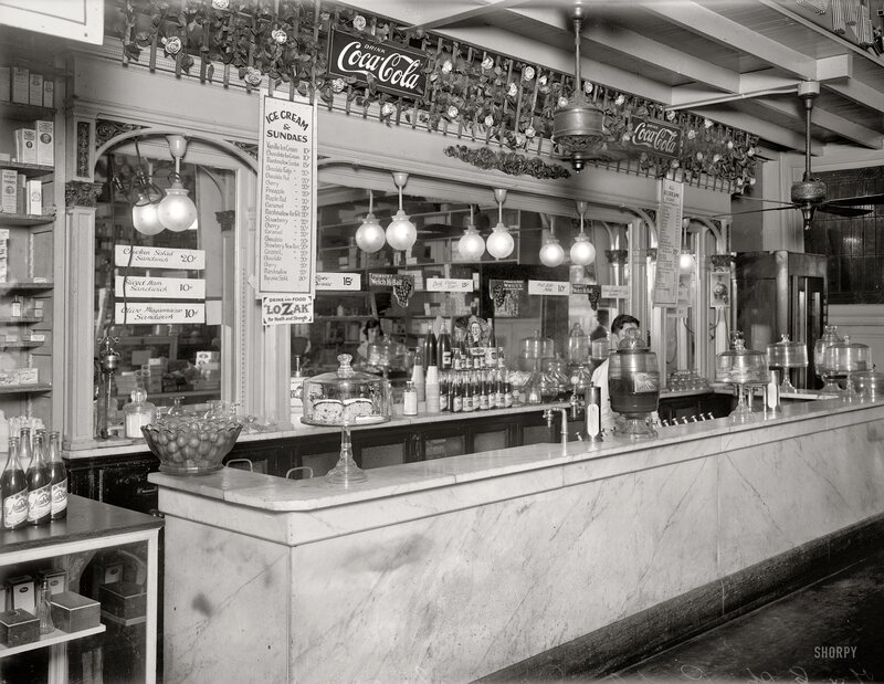 Vintage soda fountain interior