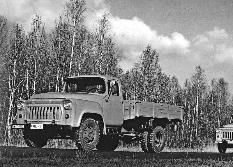 Vintage Soviet truck in forest