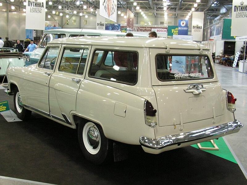 Vintage station wagon at auto show