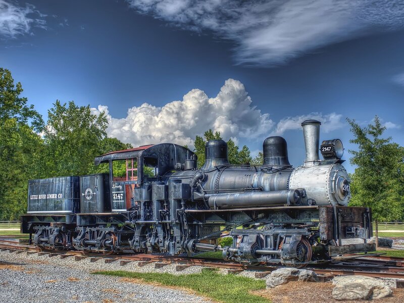 Vintage steam locomotive on display