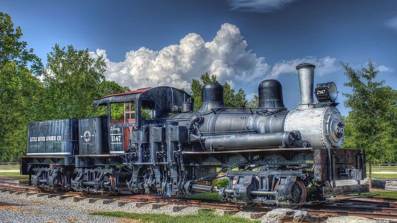 Vintage steam locomotive on display