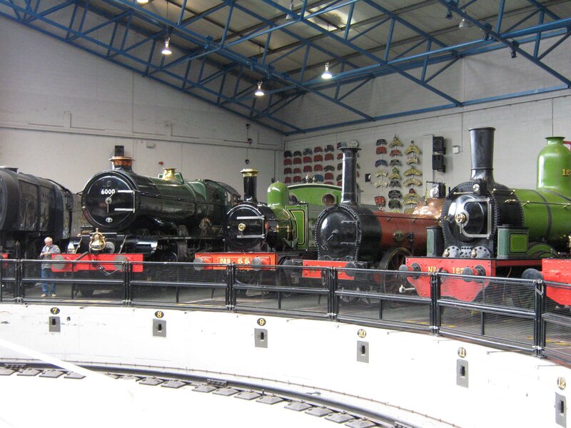 Vintage steam locomotives on display
