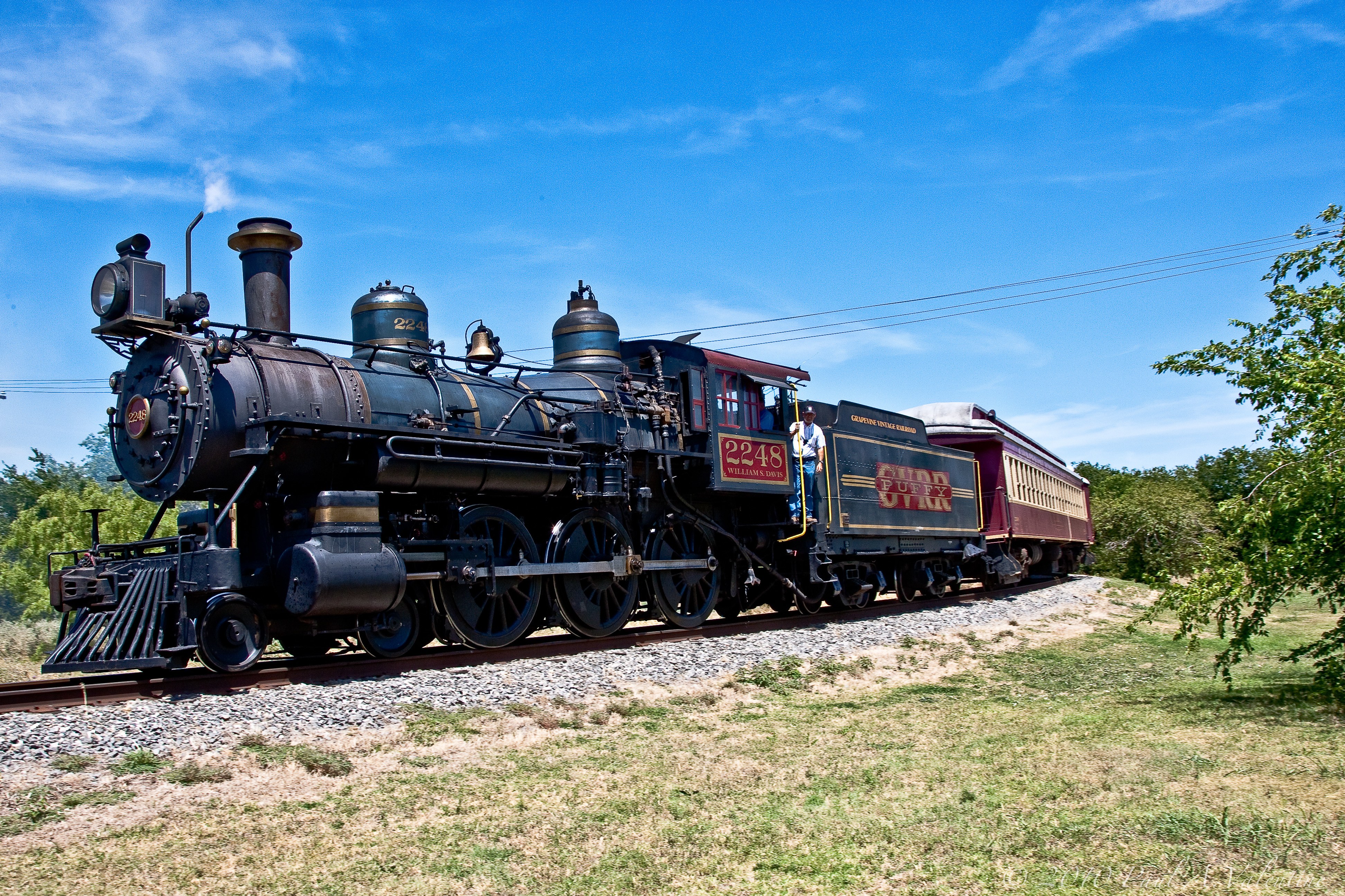 vintage steam train on track