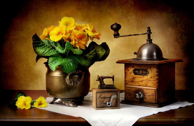 vintage still life with flowers