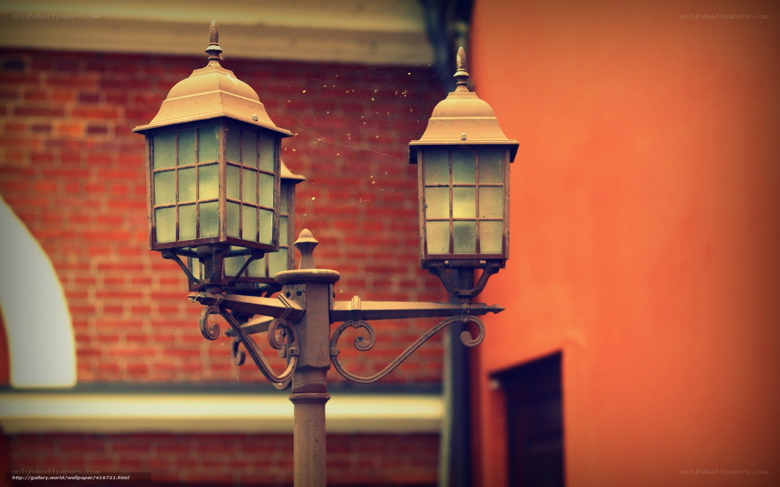 vintage street lamps in city