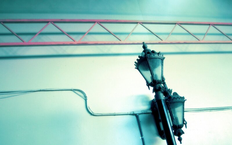 vintage street lamps on a wall