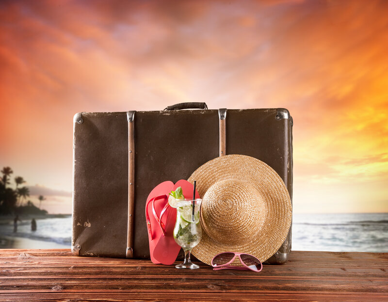 Vintage Suitcase on Beach — Brown