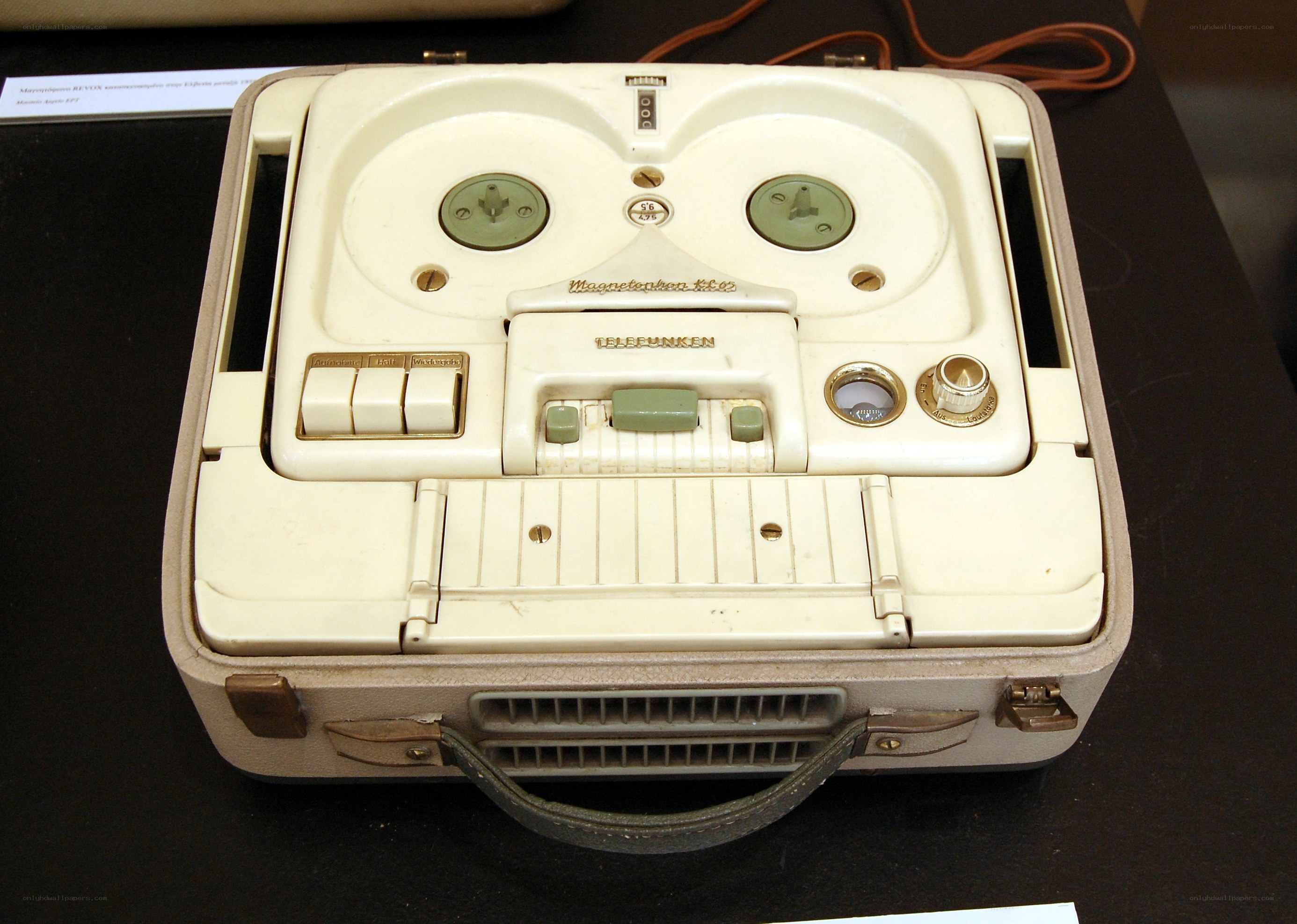 vintage tape recorder in case