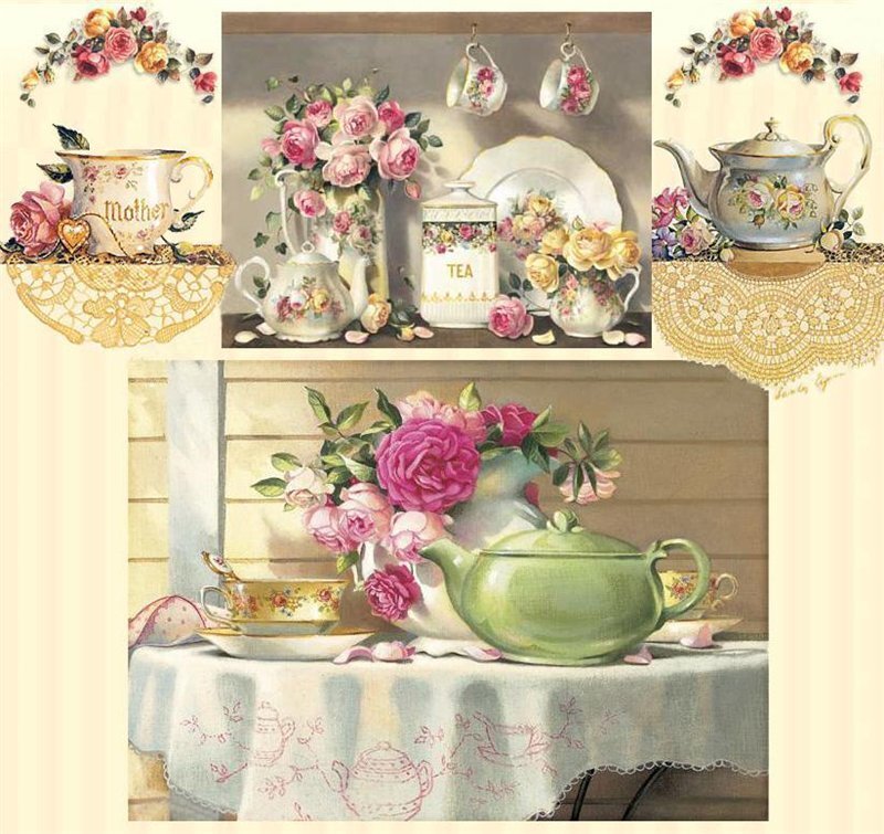 Vintage tea party collage