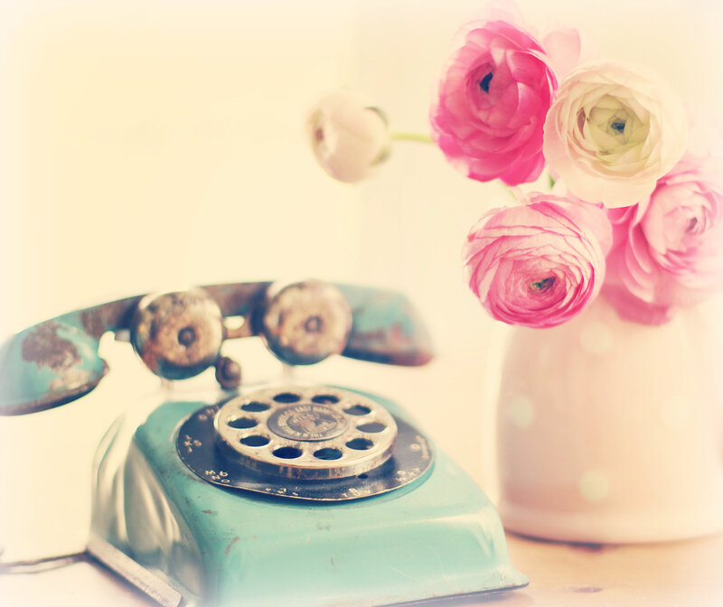 Vintage Telephone with Flowers