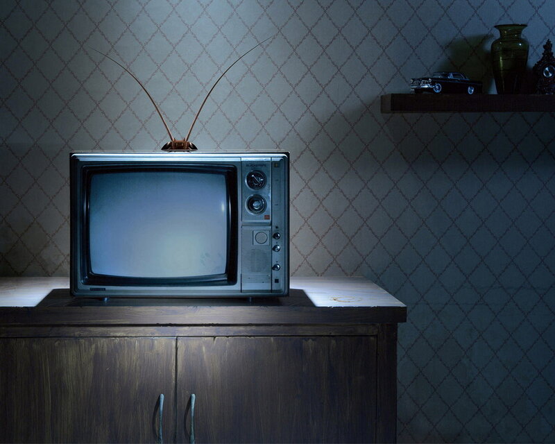 Vintage Television Set — Brown, Dramatic