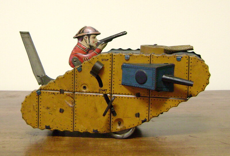 vintage tin toy tank