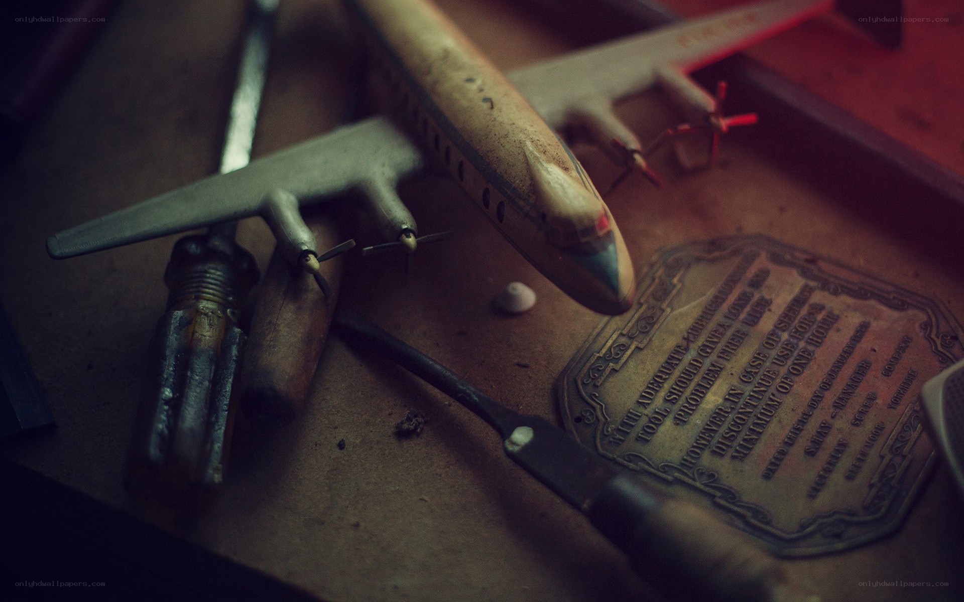 Vintage toy planes and tools