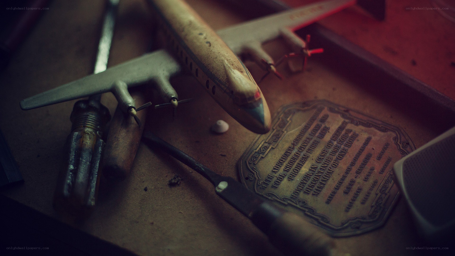 Vintage toy planes and tools