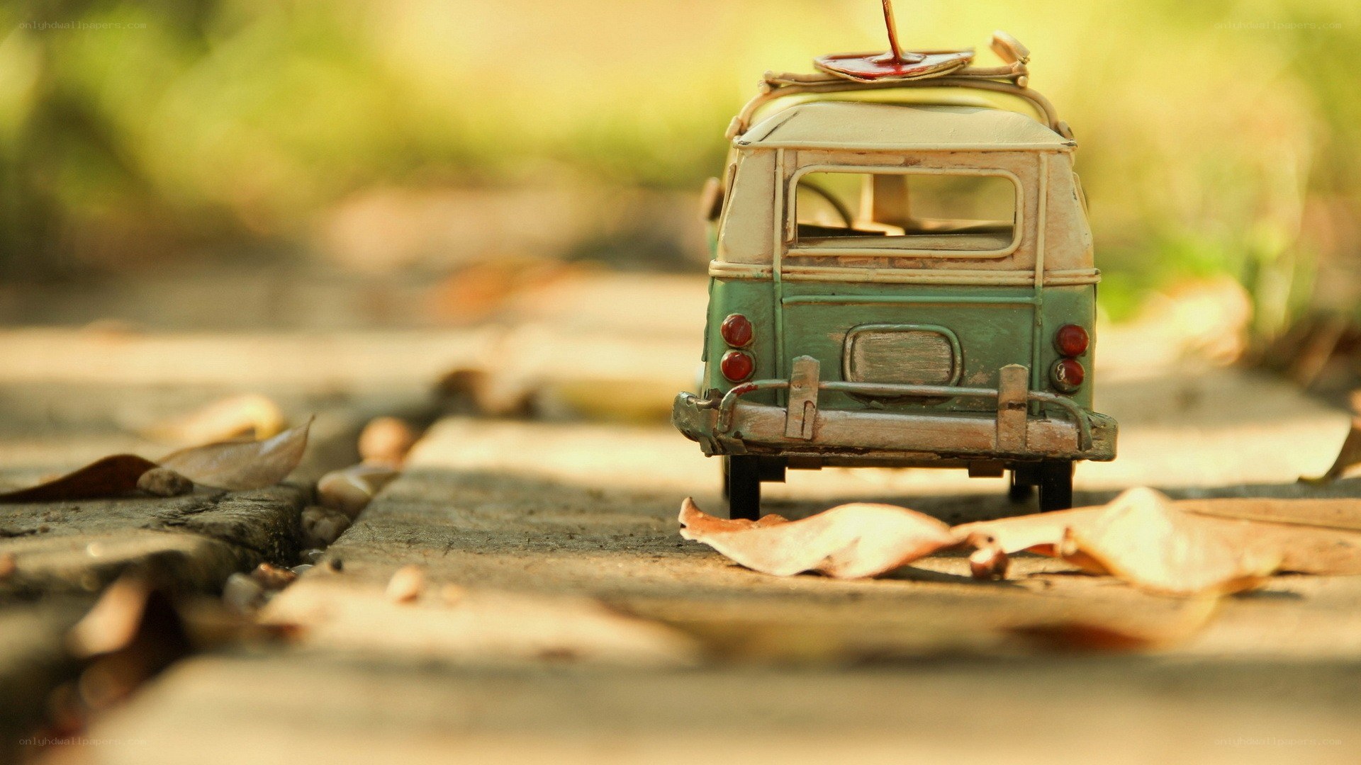 vintage toy van on path