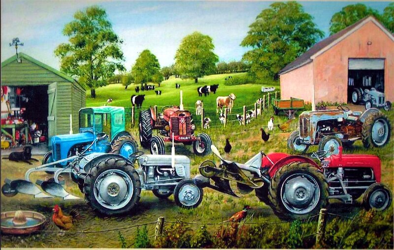 Vintage Tractors on Farm