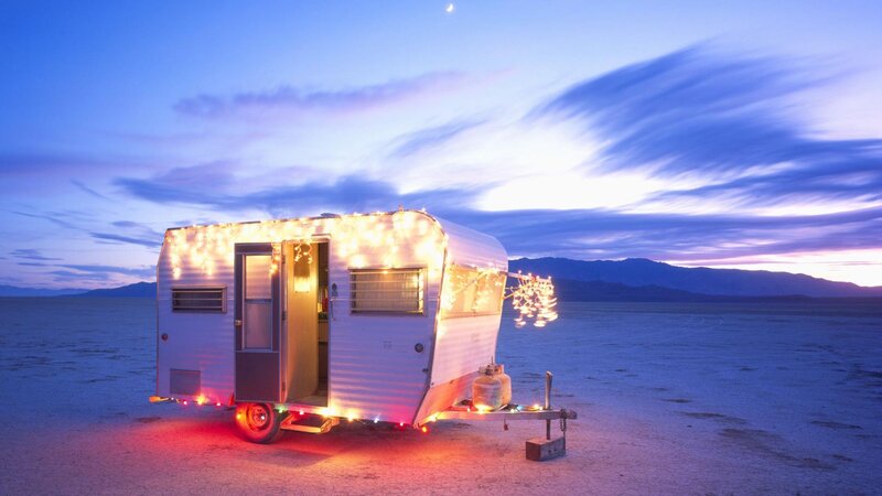 Vintage Trailer in Desert