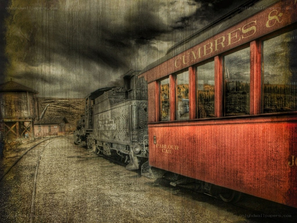 Vintage train at a station