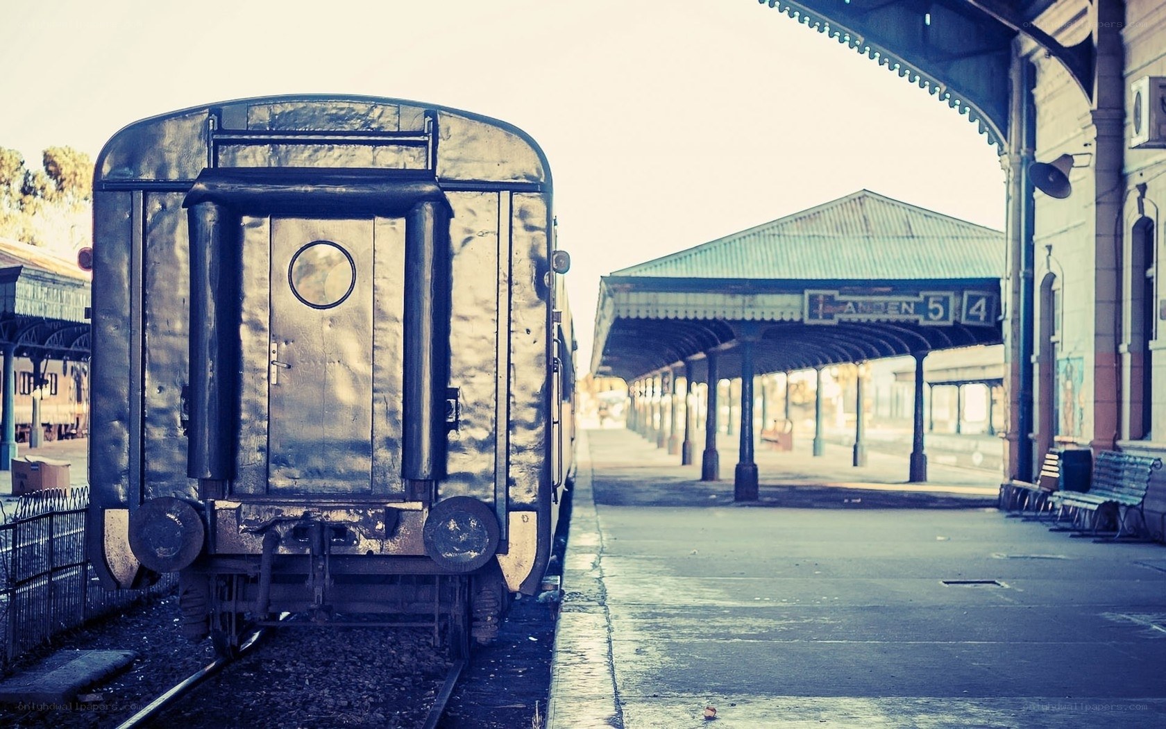 Vintage train at a station