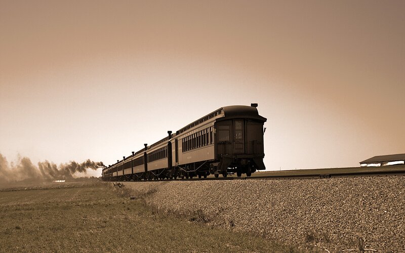 Vintage train in sepia tones