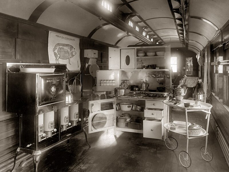 Vintage train kitchen interior