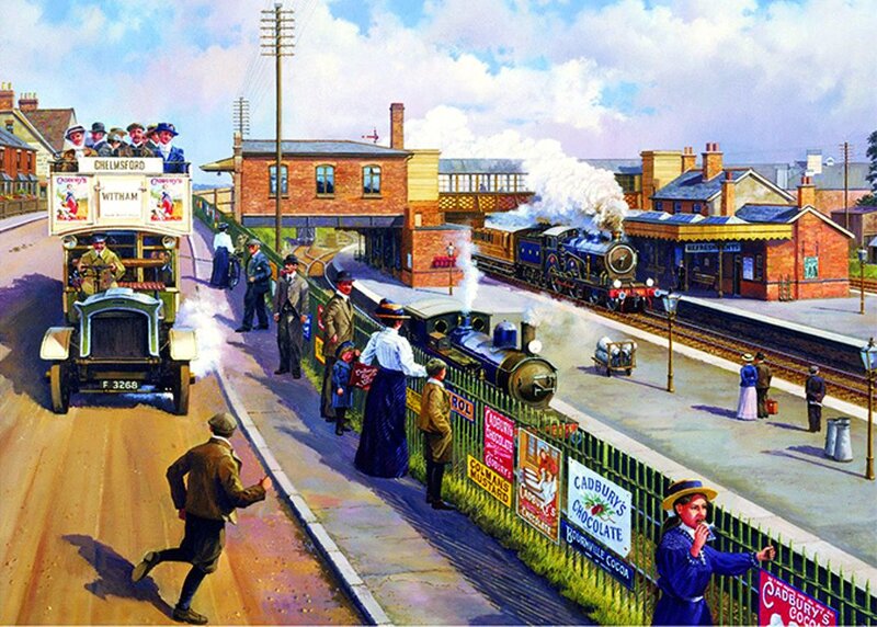 Vintage Train Station — Blue