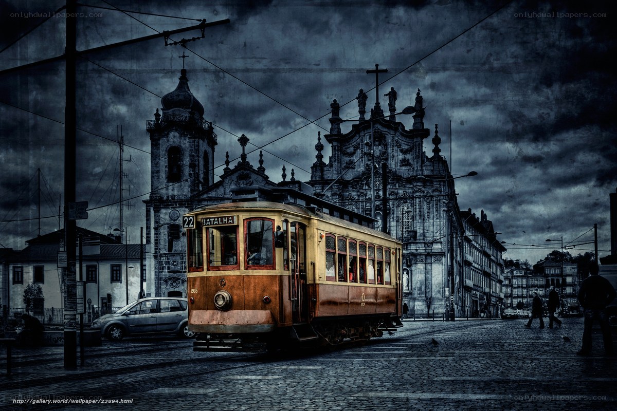 Vintage tram in historic city