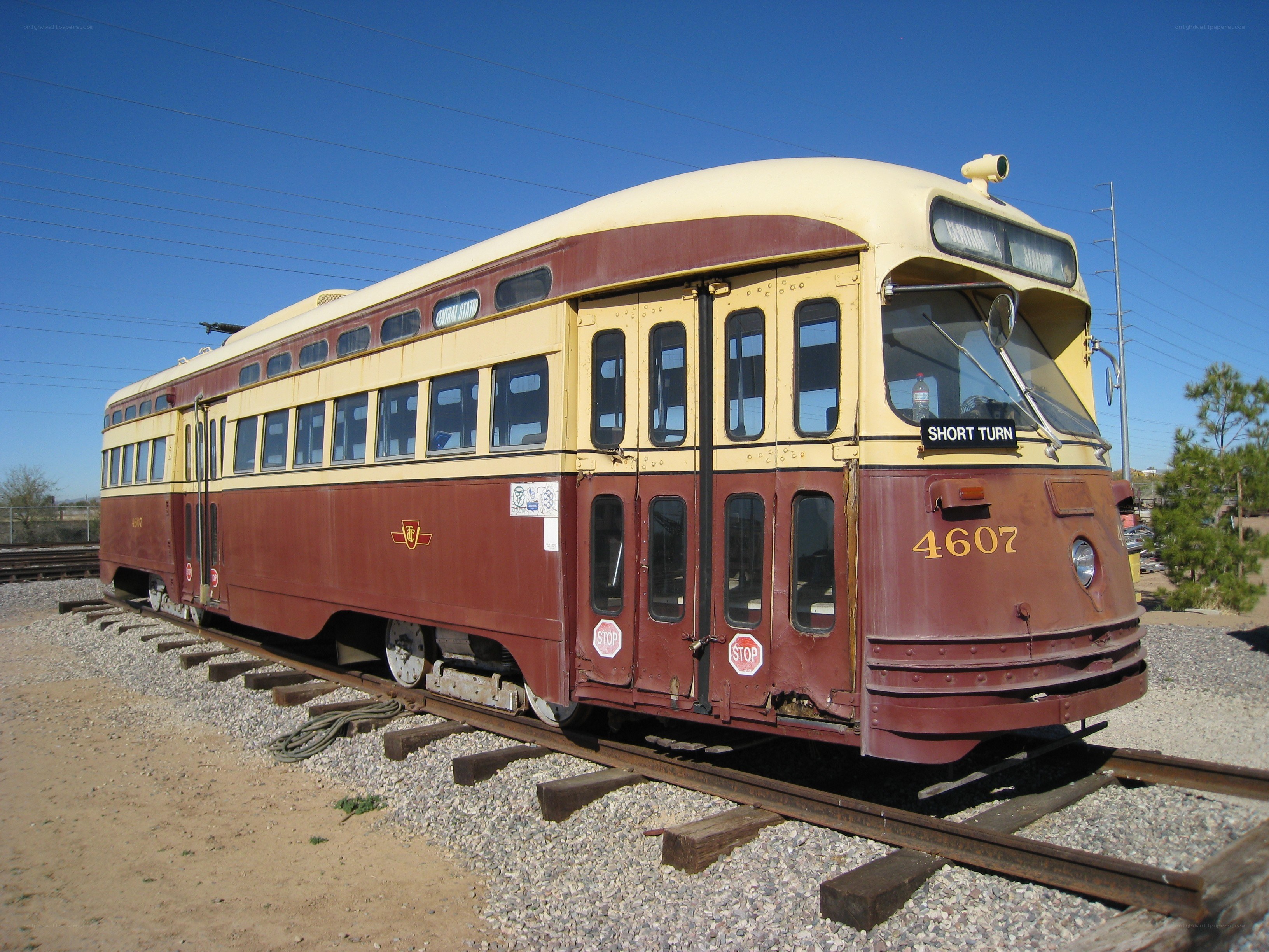 Vintage trolley car on display