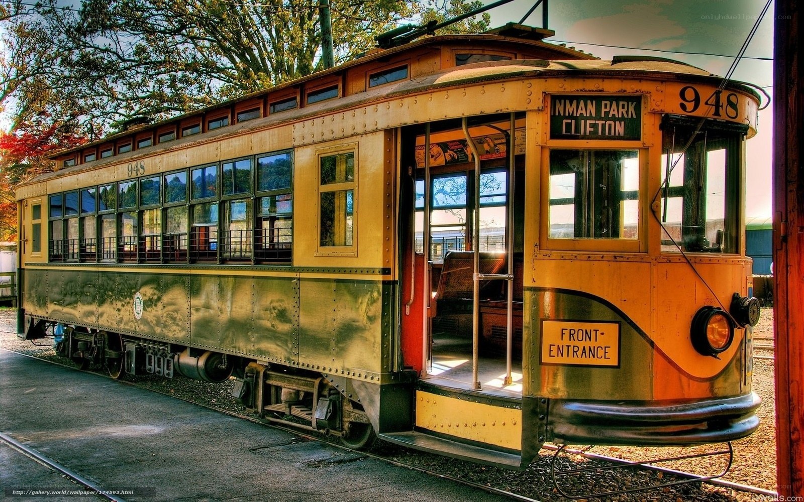 Vintage trolley car on display