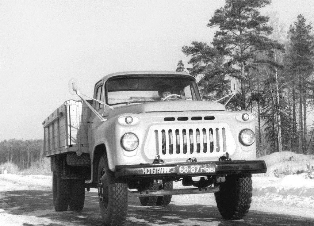 Vintage truck in winter forest