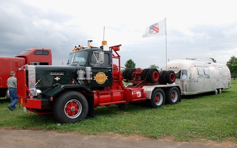 Vintage truck with Airstream trailer