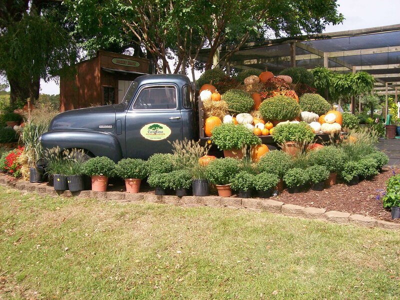 Vintage Truck with Pumpkins — Green