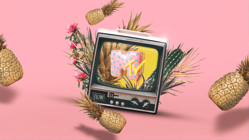Vintage TV with Pineapples