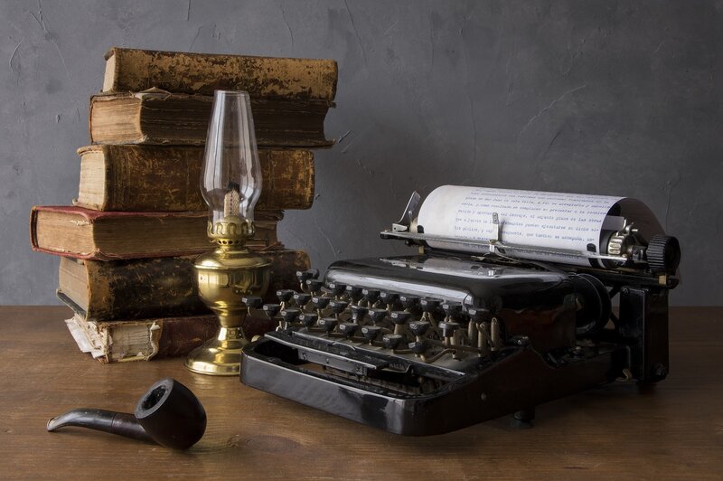 Vintage Typewriter and Books