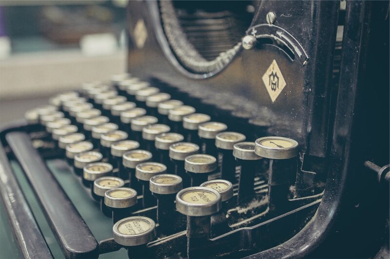 Vintage Typewriter Keyboard — Black, Nostalgic
