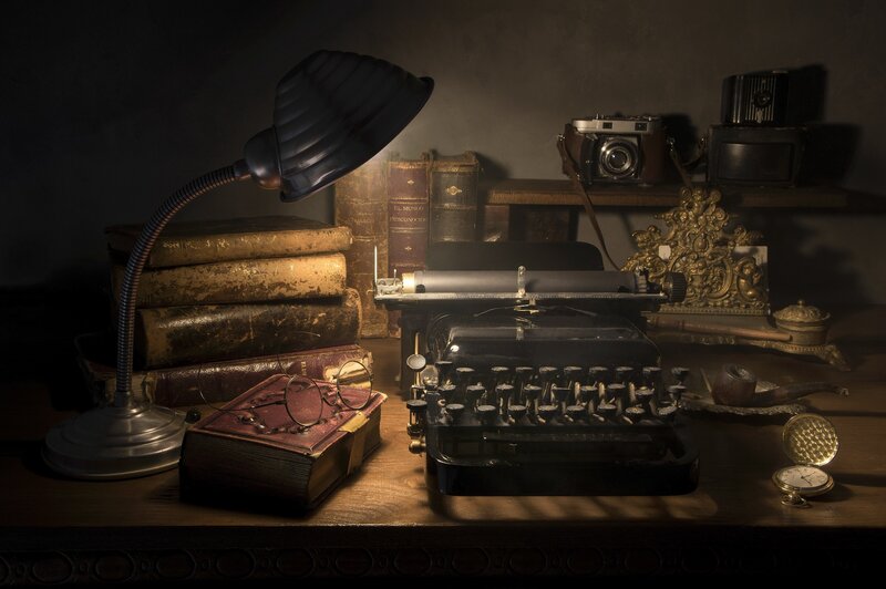 Vintage Typewriter on Desk — Brown