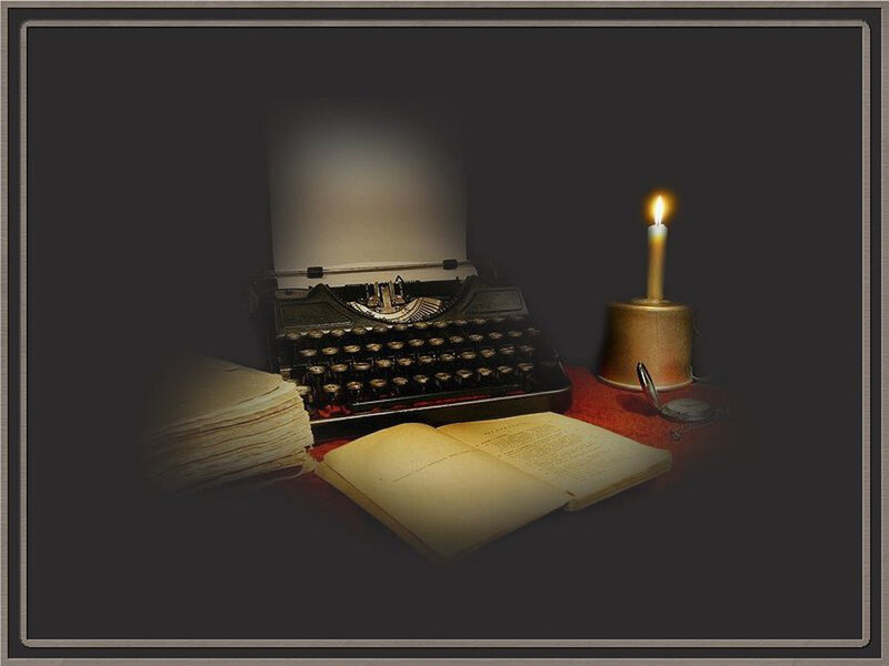 Vintage typewriter with candlelight